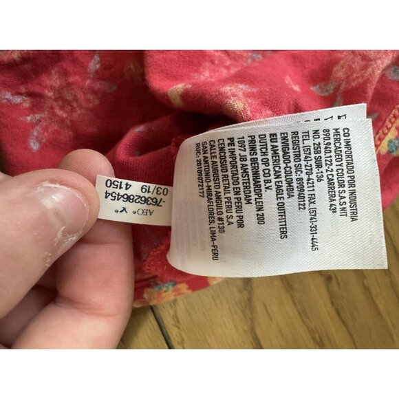 American Eagle Cropped Tie Top Button Front Floral Boho Women's Size Small - Picture 11 of 13